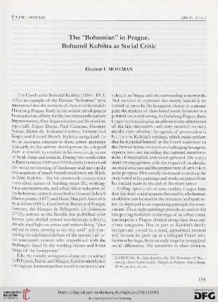 The "bohemian" in Prague : Bohumil Kubišta as social critic