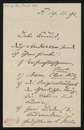Brief an Philipp Spitta : 19.11.1892