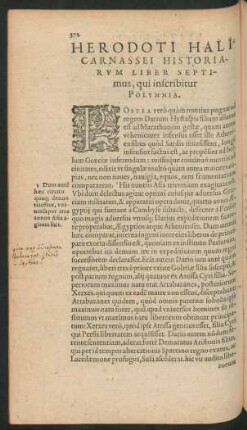 Herodoti Halicarnassei Historiarum Liber Septimus, qui inscribitur Polymnia.