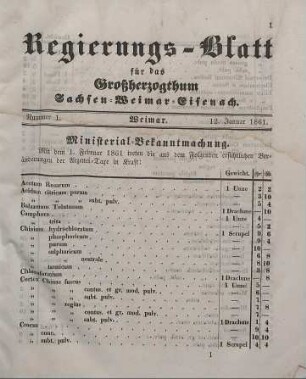 Nr. 1 : 12. Januar 1861