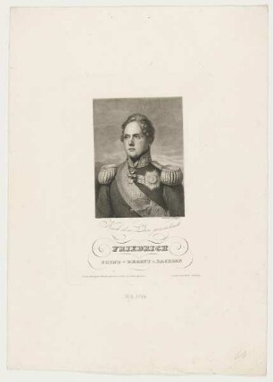 Bildnis des Friedrich Prinz-Regent v. Sachsen