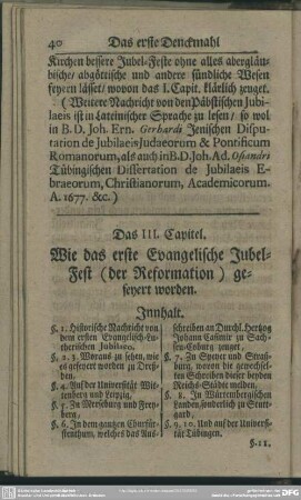 Das III. Capitel. Wie das erste Evangelische Jubel-Fest (der Reformation) gefeyert worden