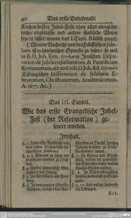 Das III. Capitel. Wie das erste Evangelische Jubel-Fest (der Reformation) gefeyert worden