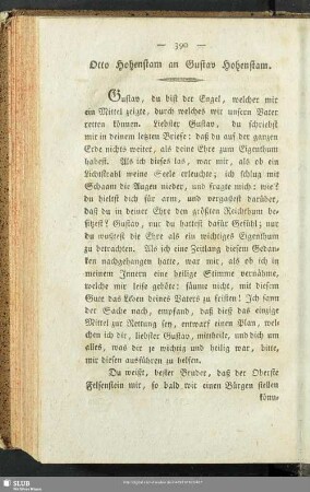 Otto Hohenstam an Gustav Hohenstam