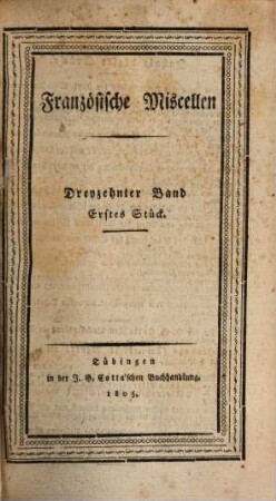 Französische Miscellen. 13. 1805