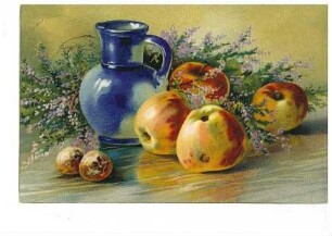 Stillleben mit Äpfeln, Blumen und Vase