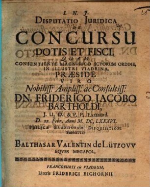 Disp. iur. de concursu dotis et fisci