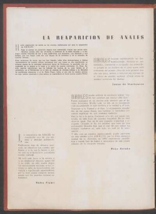 La reaparición de Anales