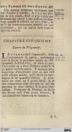 Chapitre cinquième: Guerre du Péloponnése