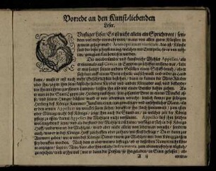Vorrede an den Kunst-liebenden Leser