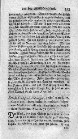 Introductio in notitiam scriptorum medicinae militaris.