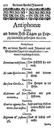 Antiphonæ welche an denen Fest-Tägen zu Leipzig gesungen werden.