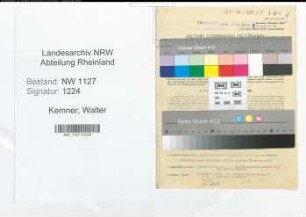 Entnazifizierung Walter Kemner , geb. 27.01.1900 (Polizist)