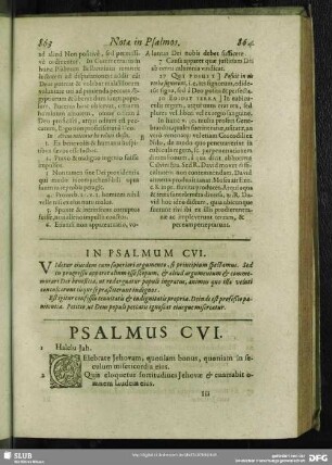 In Psalmum CVI.[i.e. CV.] Psalmus CVI.[i.e. CV.]