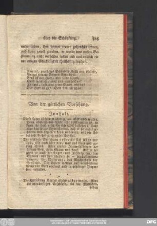 Von der göttlichen Vorsehung.
