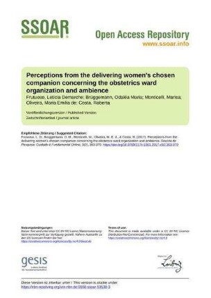 Perceptions from the delivering women's chosen companion concerning the obstetrics ward organization and ambience