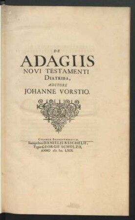 De Adagiis Novi Testamenti Diatriba