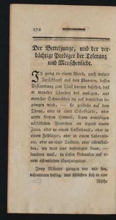 Der Betteljunge, und der verdächtige Prediger der Toleranz und Menschenliebe