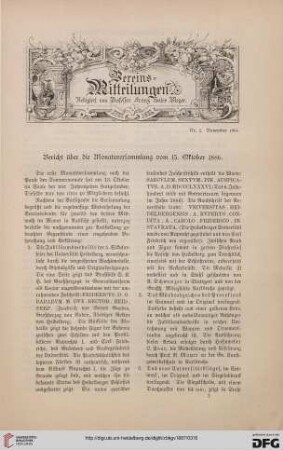 Vereinsmitteilungen Nr. 2 (November 1886)