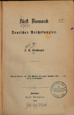 Fürst Bismarck, deutscher Reichskanzler