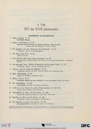 I. Teil: XV. bis XVII. Jahrhundert (Nr. 1-813)