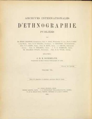 Internationales Archiv für Ethnographie = Archives internationales d'éthnographie. 7, 7. 1894