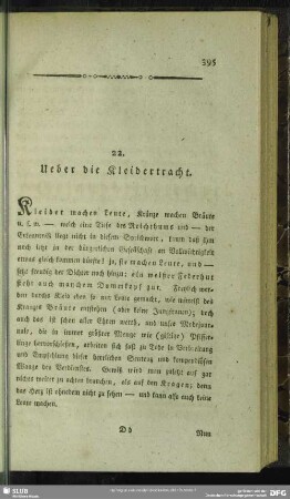 22. Ueber die Kleidertracht