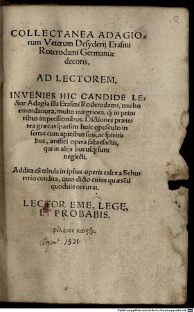 Collectanea Adagiorum veterum