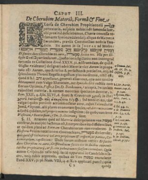 Caput III. De Cherubim Materia, Forma & Fine.