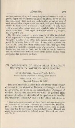 On the collection of birds from Kina Balu mountain in north-western Borneo