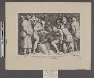[Der verletzte Scipio wird von seinen Söhnen vom Schlachtfeld getragen]