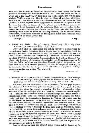 313, v. Gruber und Rüdin. Fortpflanzung, Vererbung, Rassenhygiene