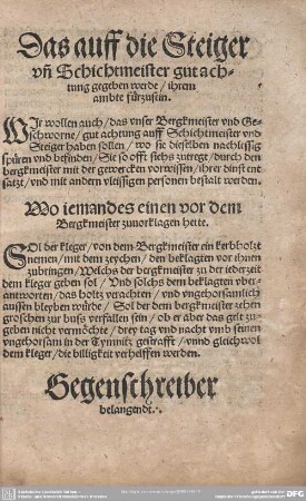 Gegenschreiber belangendt.