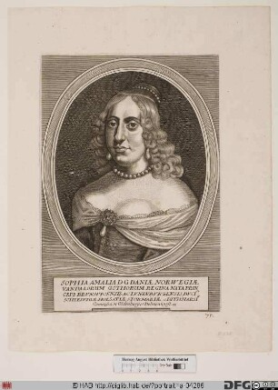Bildnis Sophia Amalia, Königin von Dänemark, geb. Prinzessin zu Braunschweig und Lüneburg