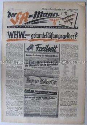 Wochenzeitung "Der SA-Mann" u.a. über das Winterhilfswerk