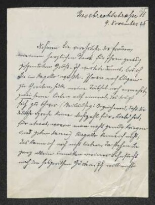 Brief von Siegmund Feldmann an Margarete Hauptmann
