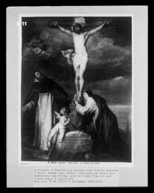 Christus am Kreuz mit Katharina von Siena, dem heiligen Dominik und einem Engel