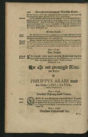 Der acht und zwantzigste Römische Keyser ist Philippus Arabs unnd sein Sohn C. Iul. Saturninus Philippus.