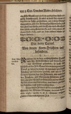 Das dritte Capitel. Von denen Korn-Früchten insbesondere.