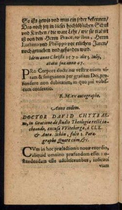 Idem anno Christi 1570 ...