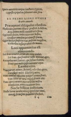 Ex Primo Libro Ovidii de arte amandi.