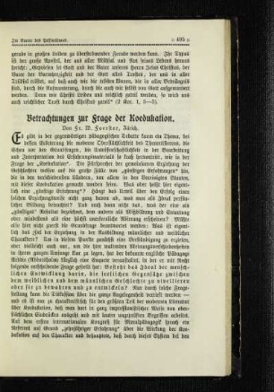 Betrachtungen zur Frage der Koedukation