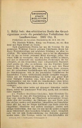 Ausgewählte Urkunden zur brandenburgisch-preußischen Verfassungs- und Verwaltungsgeschichte : zum Handgebrauch zunächst für Historiker, 2. 19. Jahrhundert
