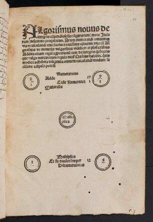 Algorithmus novus de integris, de minutiis vulgaribus et de physicalibus