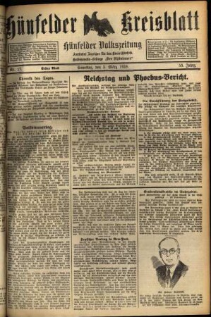 Erste Ausgabe vom Samstag, den 03. März 1928.