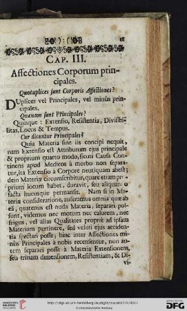Cap. III. Affectiones Corporum principales