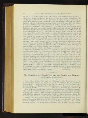 Ein Schädling der Nadelhölzer aus der Familie der Spanner.