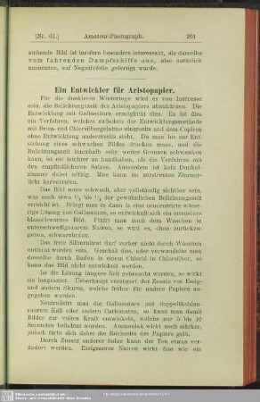 Ein Entwickler für Aristopapier