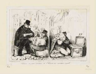 L’Homme au petit manteau et l'homme au manteau royal, erstmals erschienen in: „Le Charivari“, Paris 1835