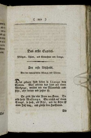 Der erste Abschnitt. Von den vorzüglichsten Pflanzen und Thieren.